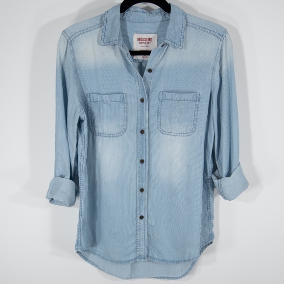 Denim Button Down Boyfriend Shirt, Mossimo - Picture 1 of 5